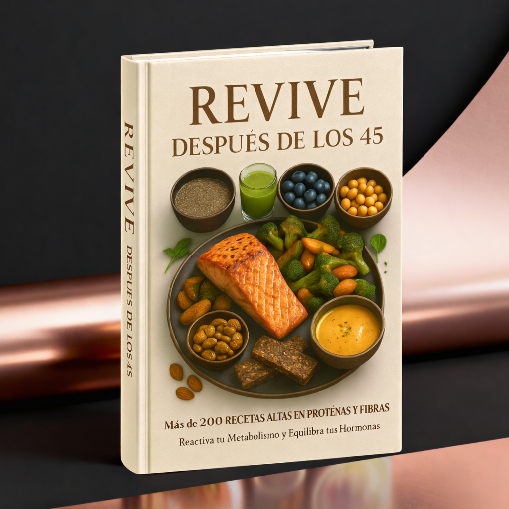 REVIVE 45 + 200 RECETAS ALTAS EN PROTEÍNAS Y FIBRAS + 10 VIDEOS NUTRICIONALES + 5 VIDEOS DE ENTRENAMIENTO EN CASA + 5 BONUS DE REGALO